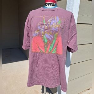 Vintage Purple Iris Graphic Short Sleeve Tee